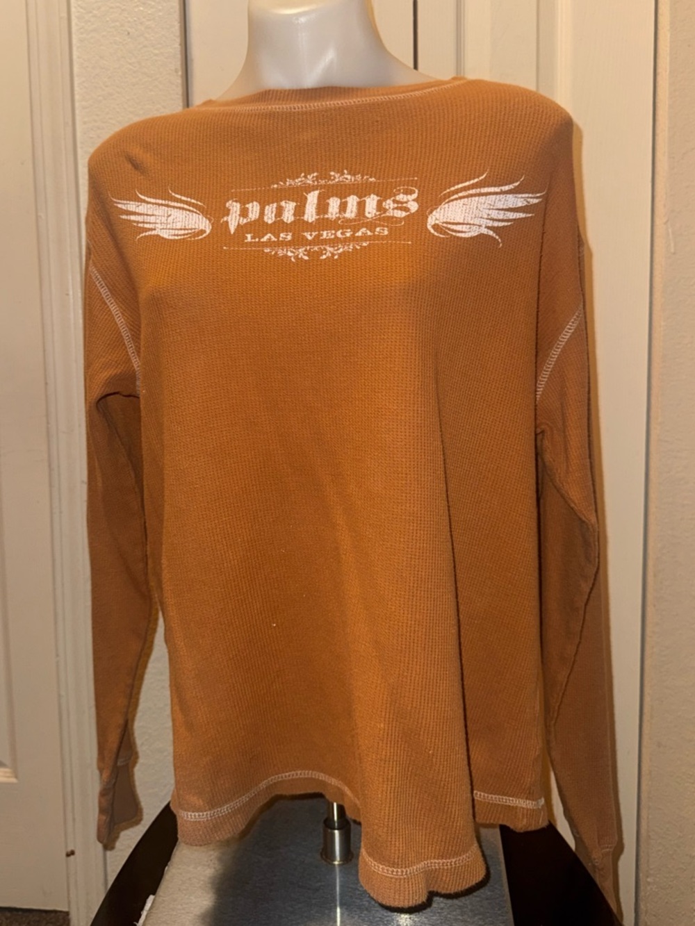 J. America Mustard Crewneck Waffle Knit Top